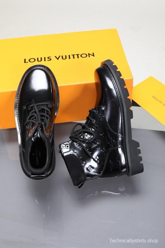 2024 Men Louis Vuitton Black Calfskin Leather Casual High-Top MJ00470