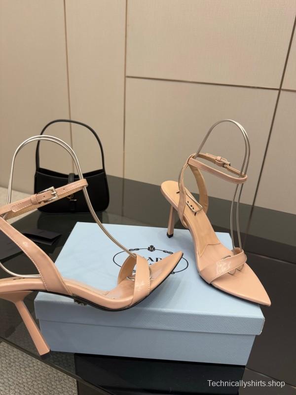 2025 Women Prada Nude Leather Sandals