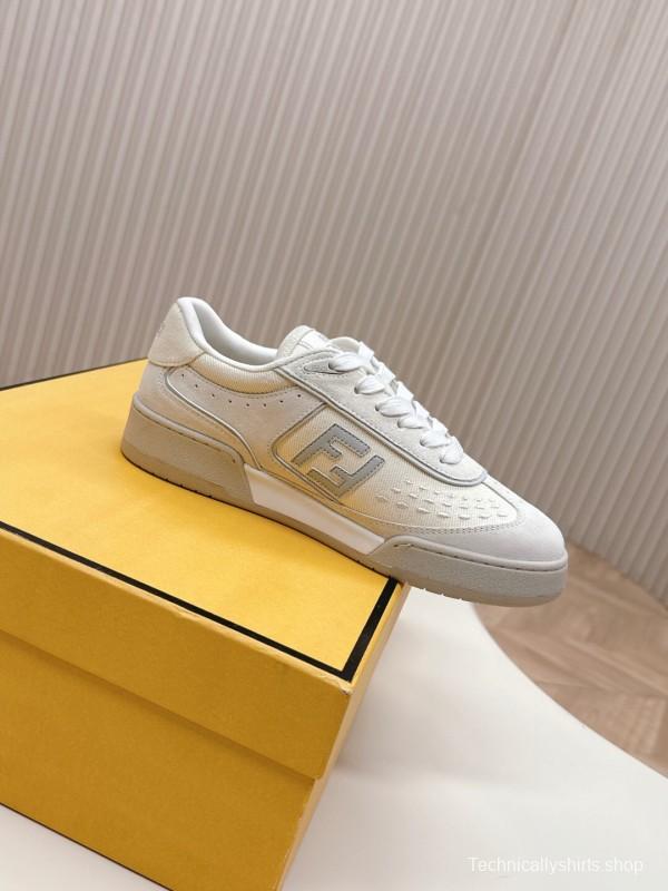 2025 Unisex Fendi White Grey Leather Plimsolls FF Retro Design LY00350(F)/LY00360(M)