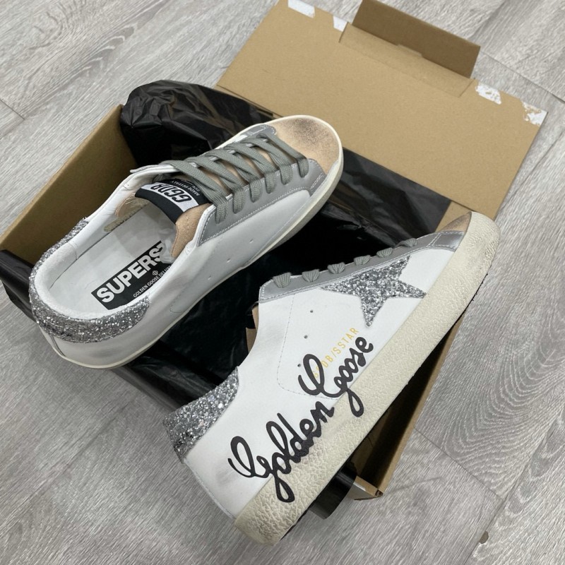 2025 Women GGDB White Silver Leather Suede Sneakers