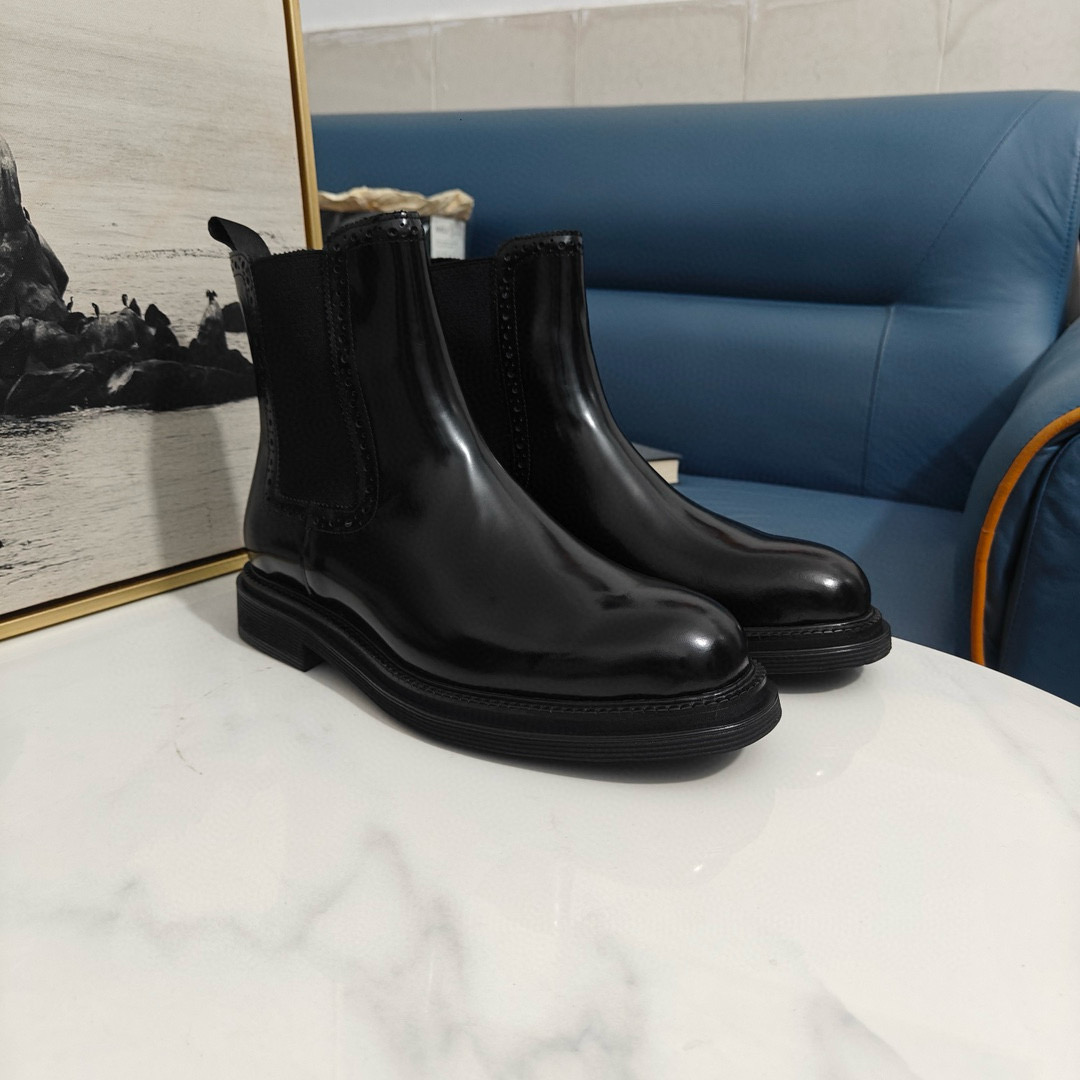 2024 Men Dolce & Gabbana Black Leather Ankle Boots