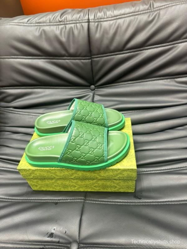 2024 Unisex Gucci Green Leather Mules MJ00200