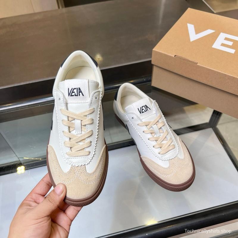 2025 Women VEJA White Beige Navy Suede Leather Casual Sneakers MJ00251