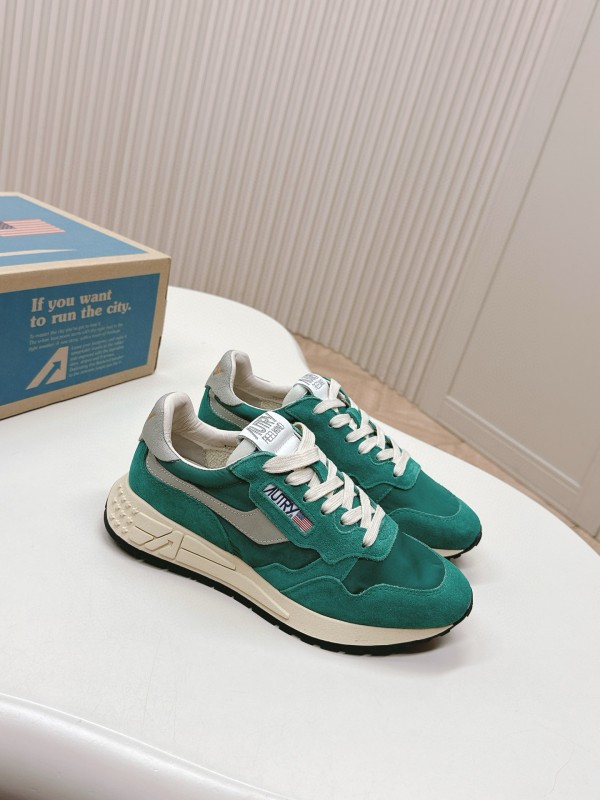 2024 Men Autry green beige suede mesh sneakers 