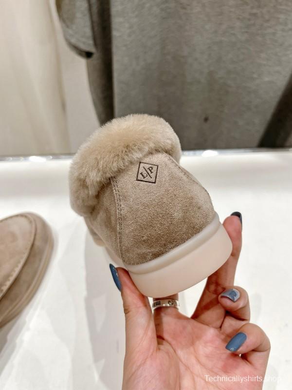 2024 Women LP Beige Suede Loafers Shearling MJ00300