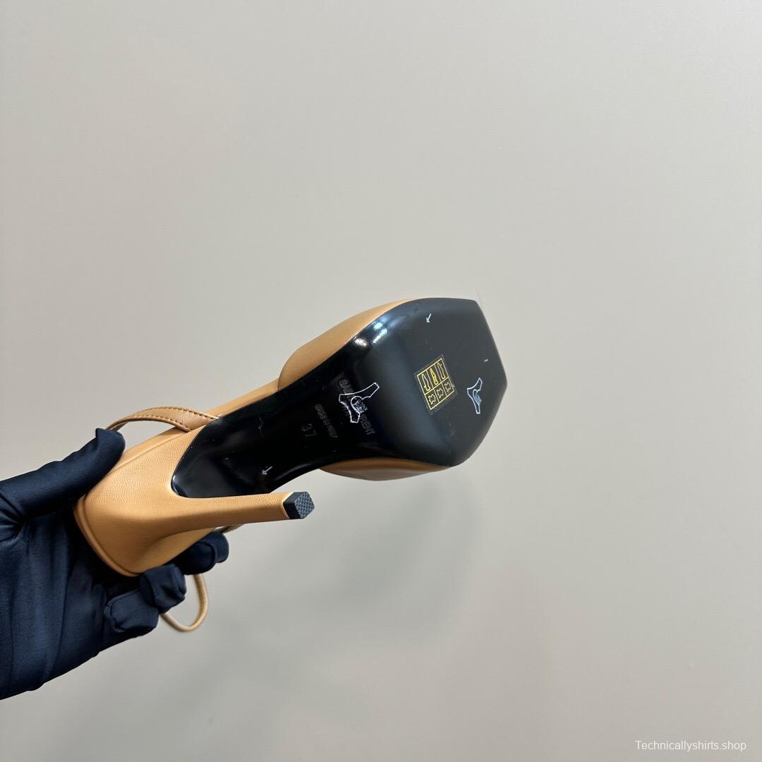 2025 Women Yves Saint Laurent Tan Calf Leather Heels KFY00280