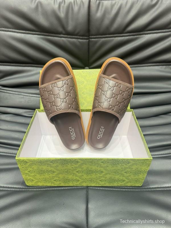 2024 Gucci brown leather Slippers MJ00200