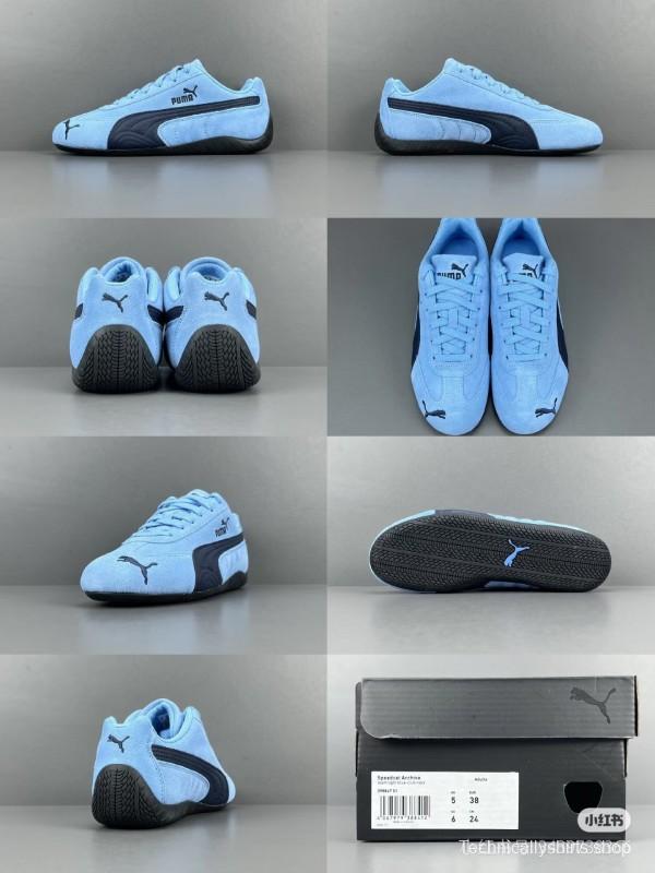 2025 Women Puma Light Blue Black Suede Casual Sneakers KFY00260