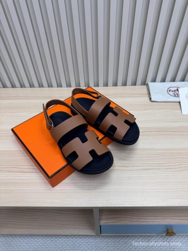 2025 Women Hermès Brown Leather Sandals