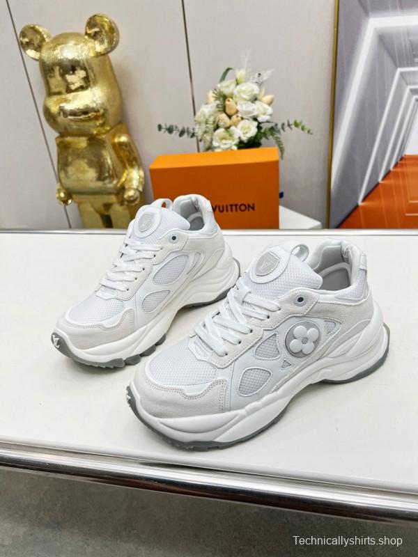 2025 Unisex Louis Vuitton White Leather Mesh Running Shoes LY00340