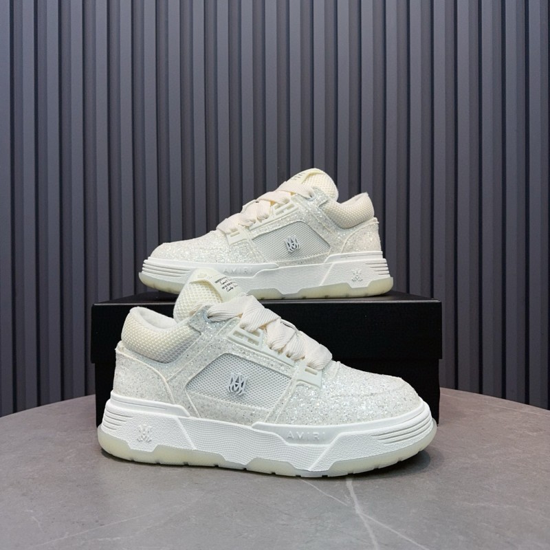 2024 Unisex Amiri White Mesh Leather Sneakers MJ00360