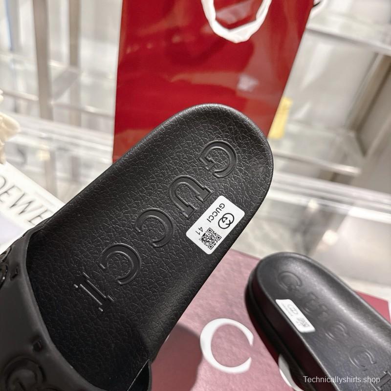 2025 Gucci Black Rubber Slippers