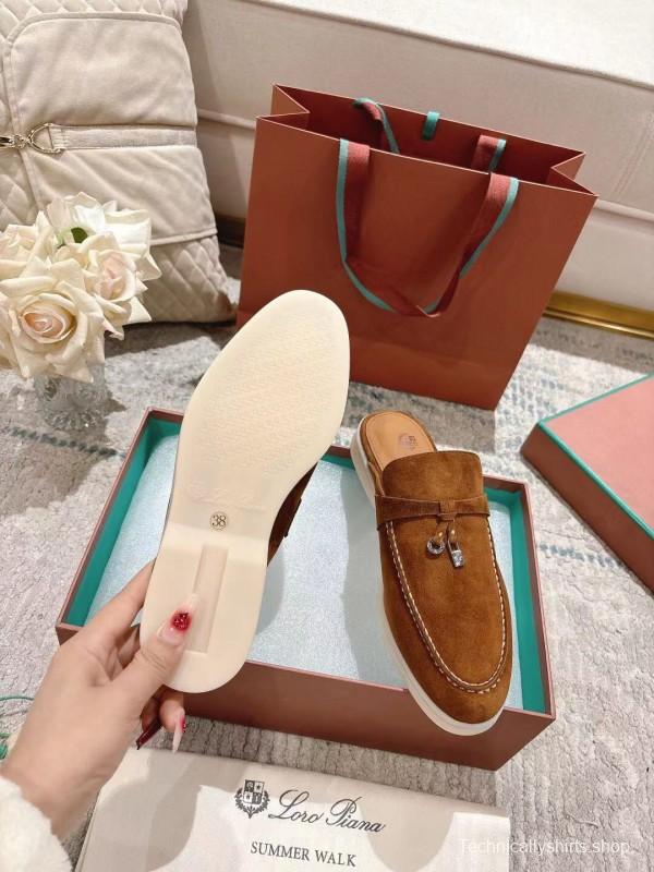 2025 Women LP Brown Suede Slippers LY00260