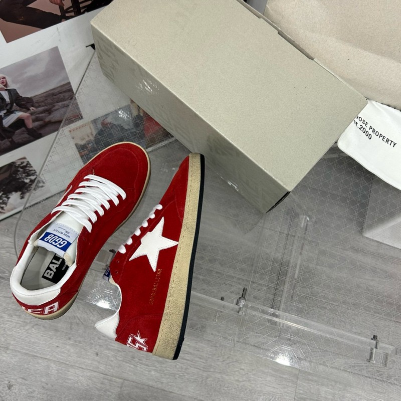 2024 Women GGDB Red Suede White Star Low-Top Sneakers MJ00260