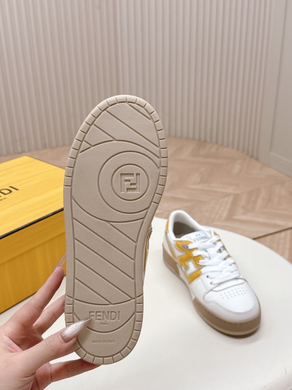 2025 Unisex Fendi White Yellow Leather Plimsolls FD Match LY00360(F)/LY00370(M)