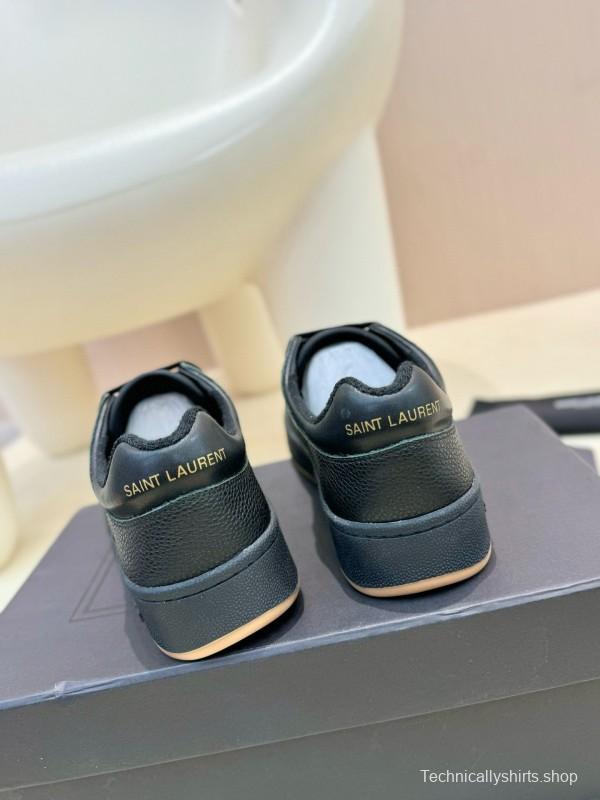 2024 Unisex Yves Saint Laurent Black Gold Leather Casual Shoes Laser Cut MJ00350