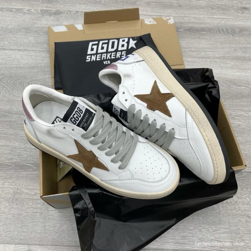 2024 Unisex GGDB White Brown Suede Leather Low Top Sneakers MJ00260