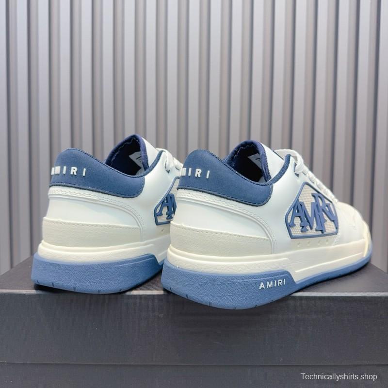 2025 Unisex Amiri White Blue Leather Sneakers MJ00360
