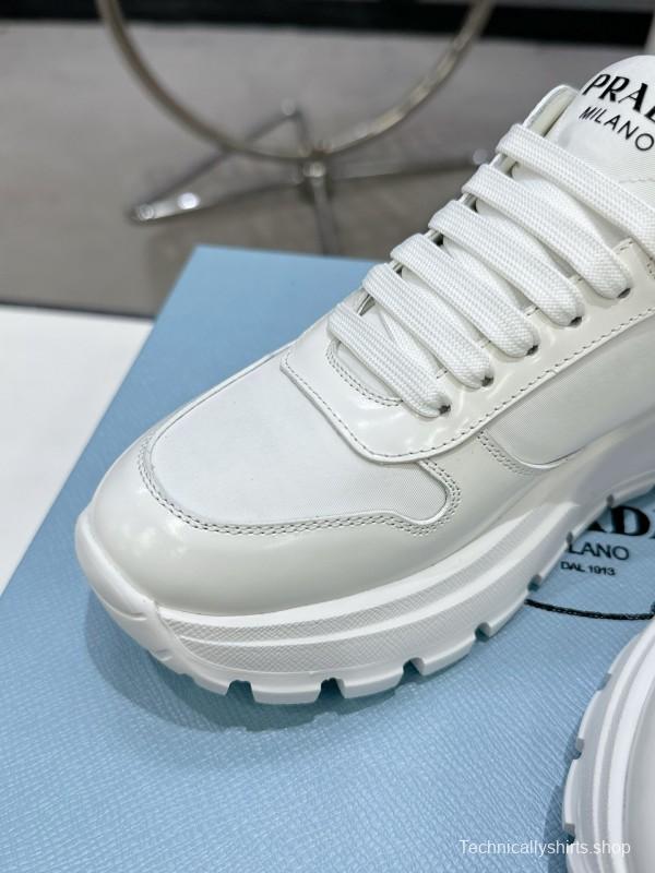 2025 Women Prada White Leather Sneakers