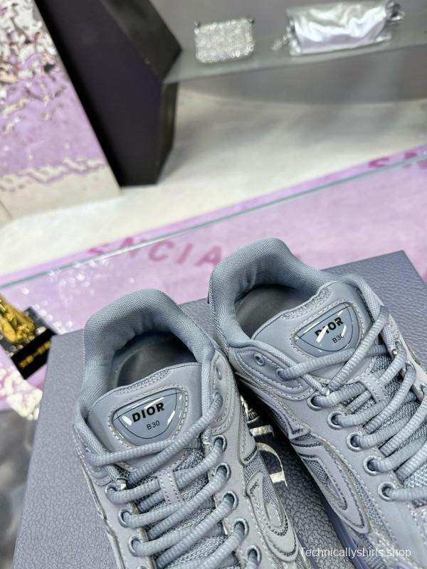 2024 Unisex Dior Stone Island Grey Mesh Tech Fabric B30 Sneakers MJ00330