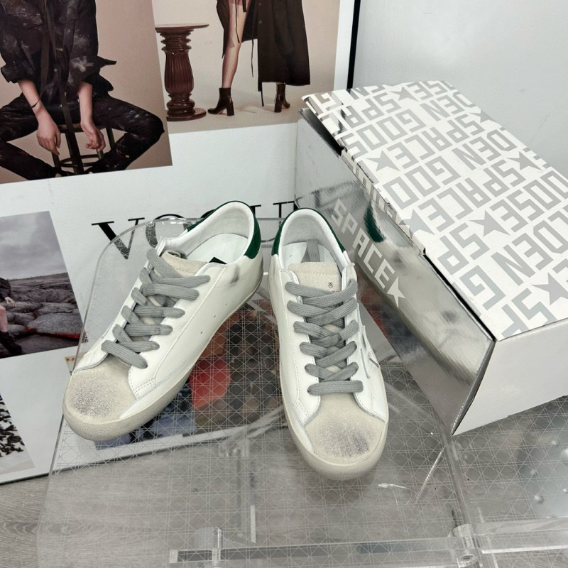 2025 Women GGDB White Green Leather Sneakers