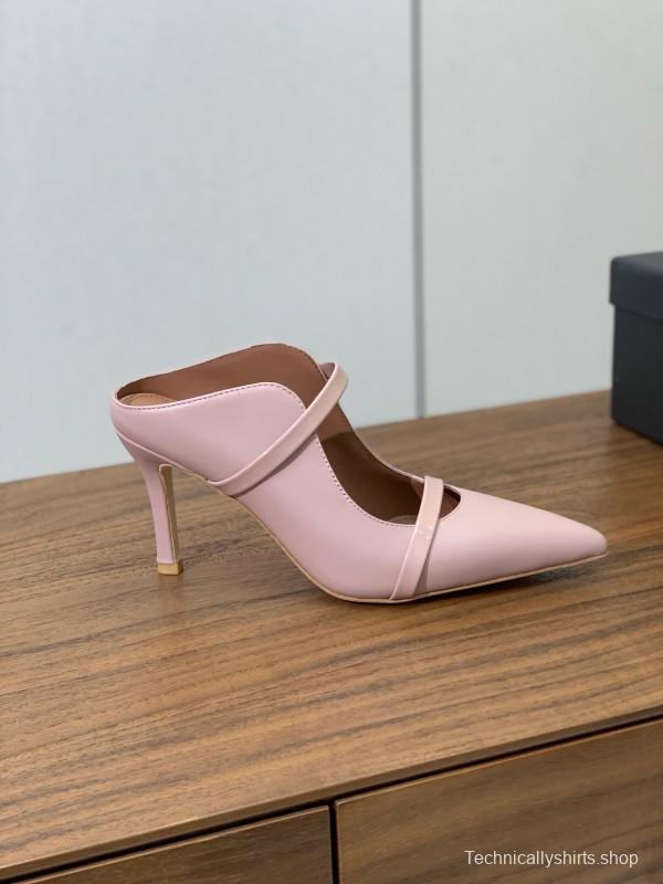 2025 Women Malone Souliers Pink Leather Mid Heel