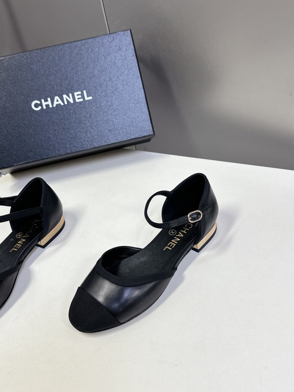 2025 Women Chanel Black Lambskin Sandals KFY00270