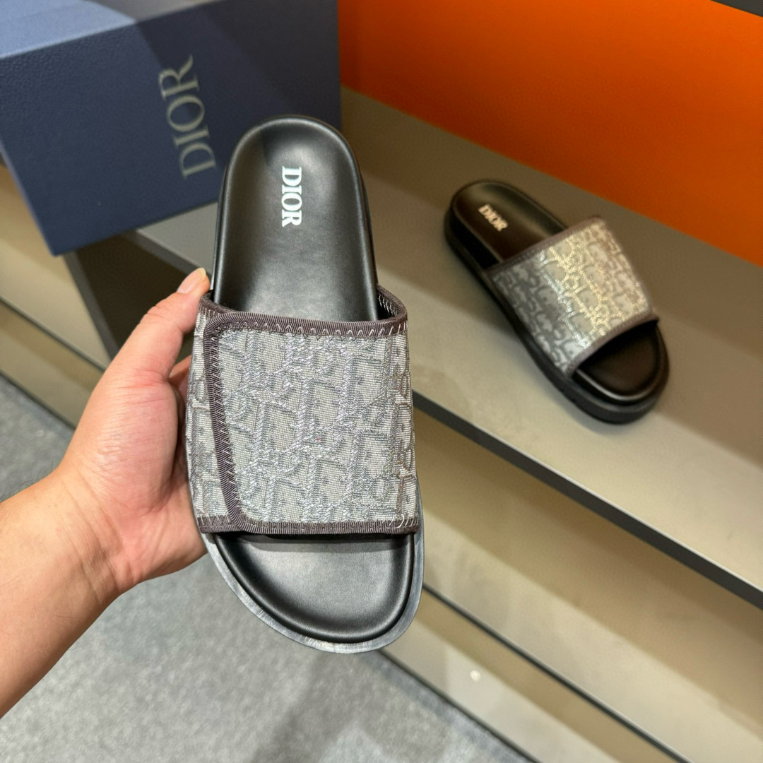 2024 Slippers Dior gray fabric Slippers MJ00180