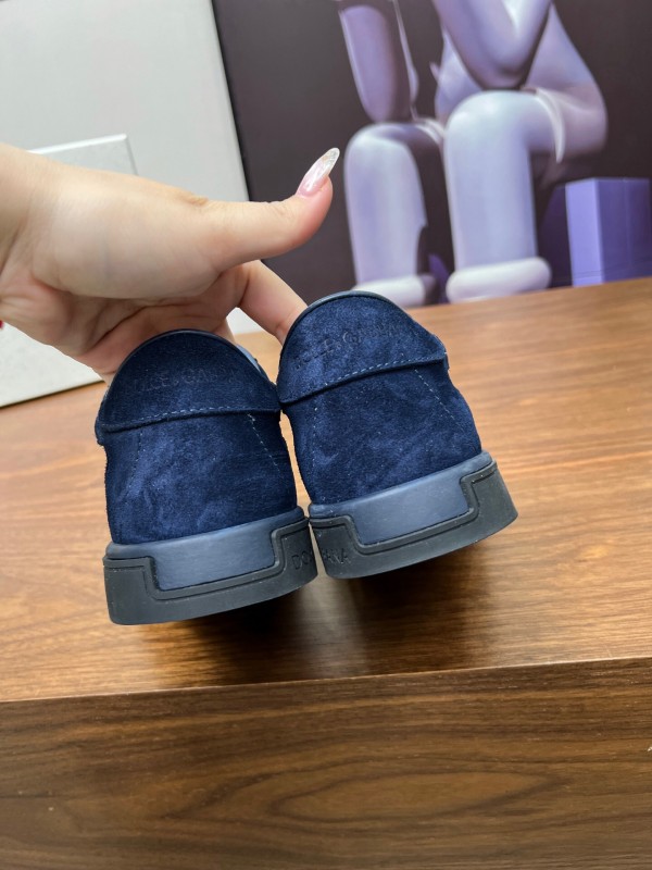 2025 Men Dolce & Gabbana Navy Suede Sneakers LY00280