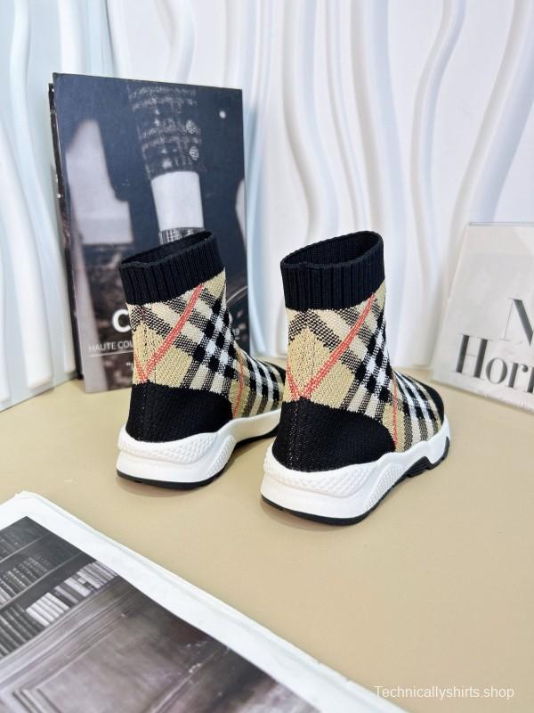 2024 Kids CHANEL Black Beige Knit Sneakers