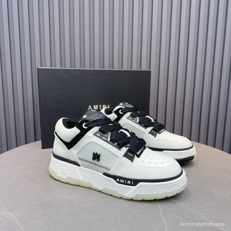 2024 Unisex Amiri Black White Leather Sneakers MJ00360