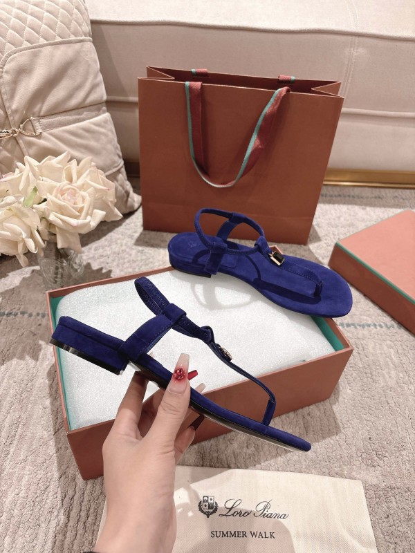 2025 Women LP Blue Suede Sandals
