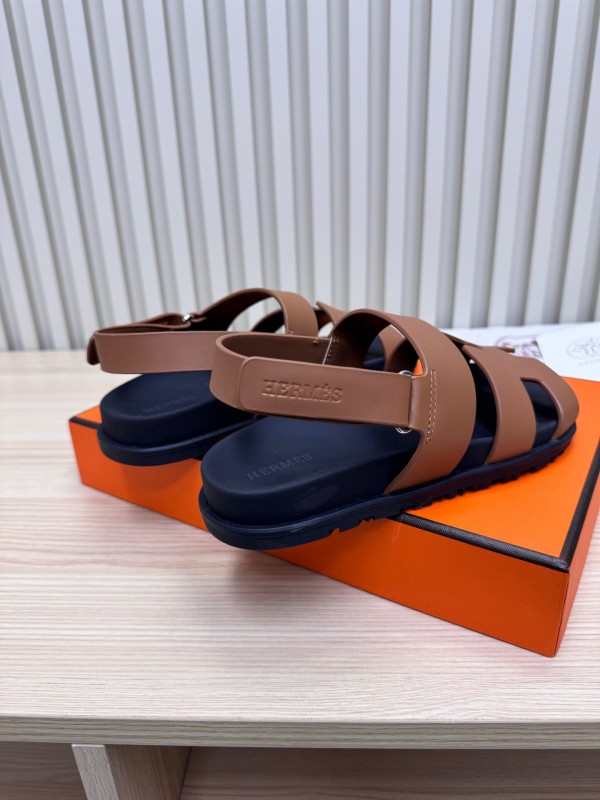 2025 Women Hermès Brown Leather Sandals