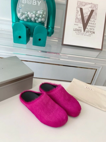 2024 Slippers Marni fuchsia pony hair slippers