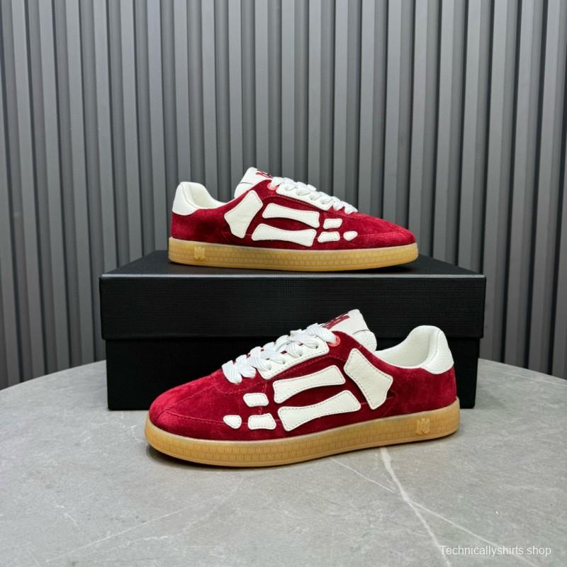 2024 Unisex Amiri Red White Suede Leather Sneakers MJ00300