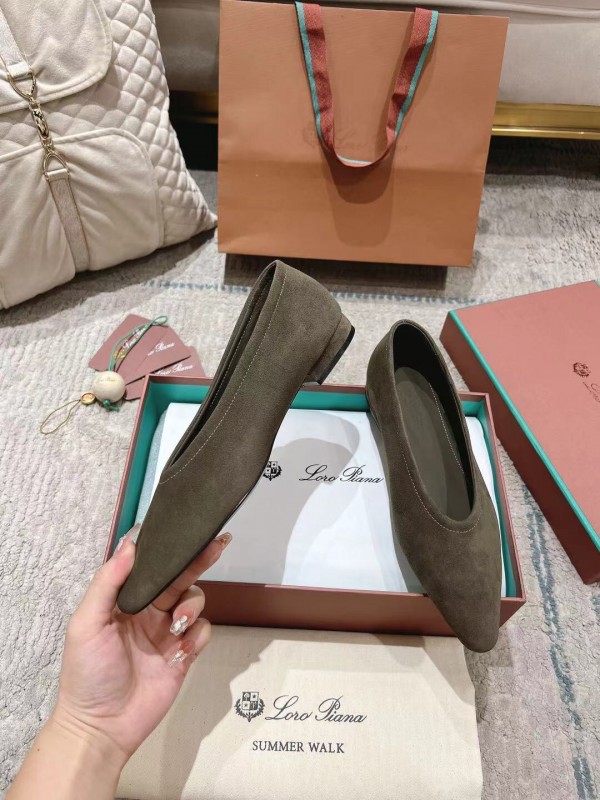 2025 Women LP Brown Suede Ballet Flats