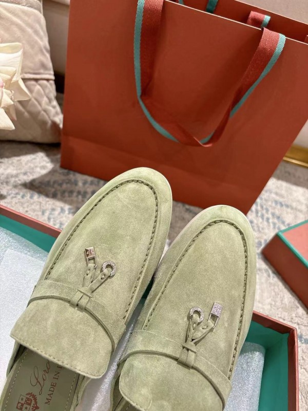 2025 Women LP Light Green Suede Loafers LY00000