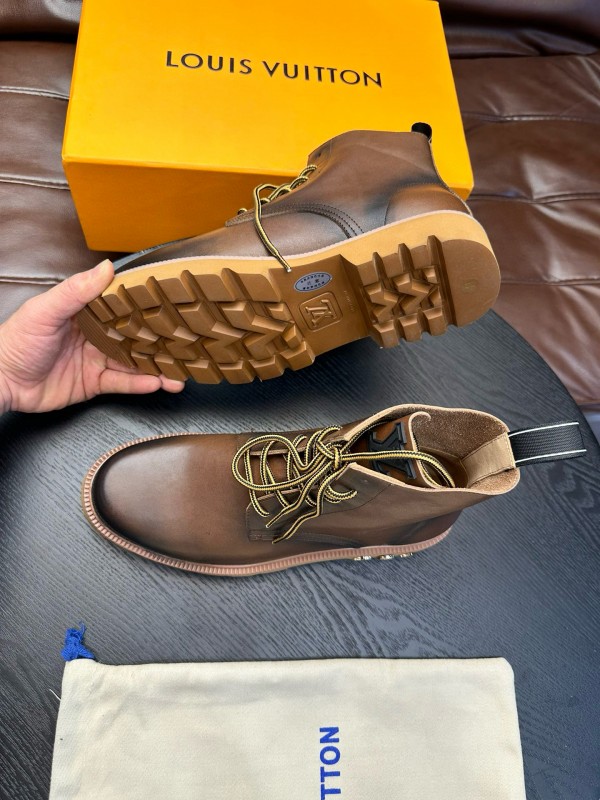 2024 Men Louis Vuitton Brown Calf Leather Boots MJ00440