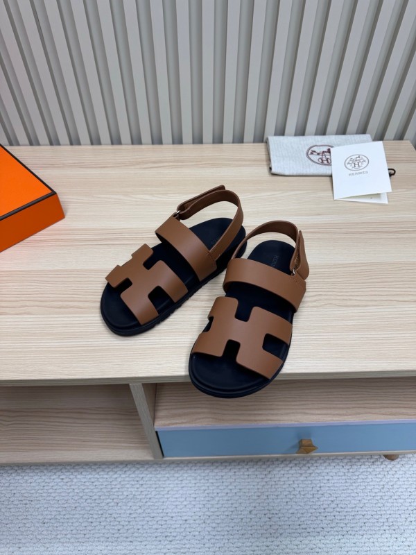2025 Women Hermès Brown Leather Sandals