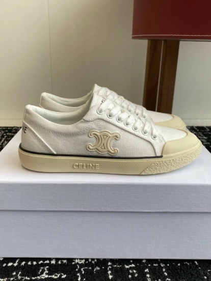 2025 Women Celine White Canvas Sneakers KFY00285
