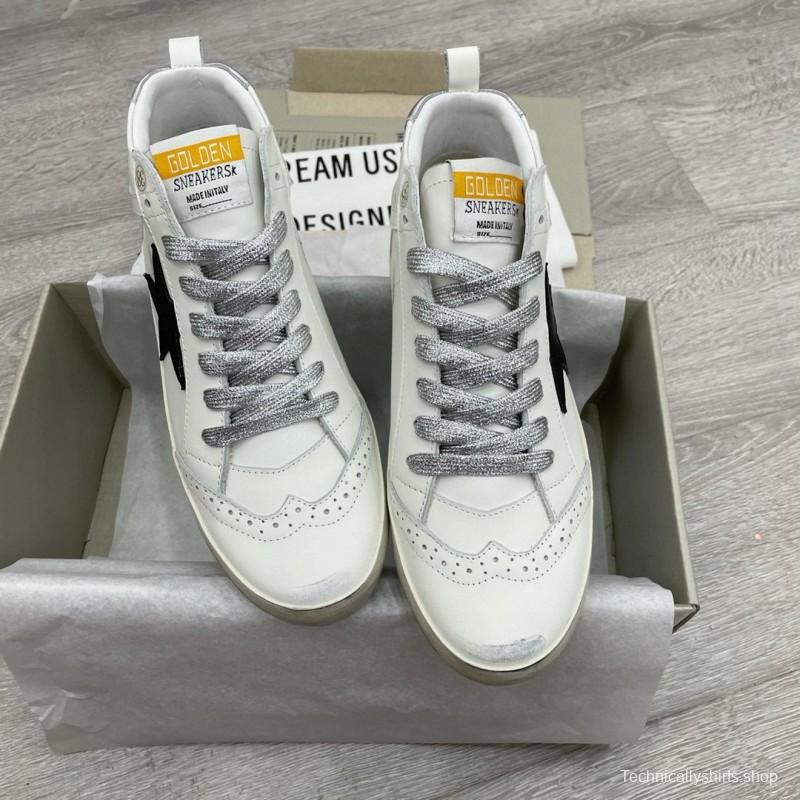 2024 Women GGDB White Black Leather Mid Star High Top Sneakers MJ00300
