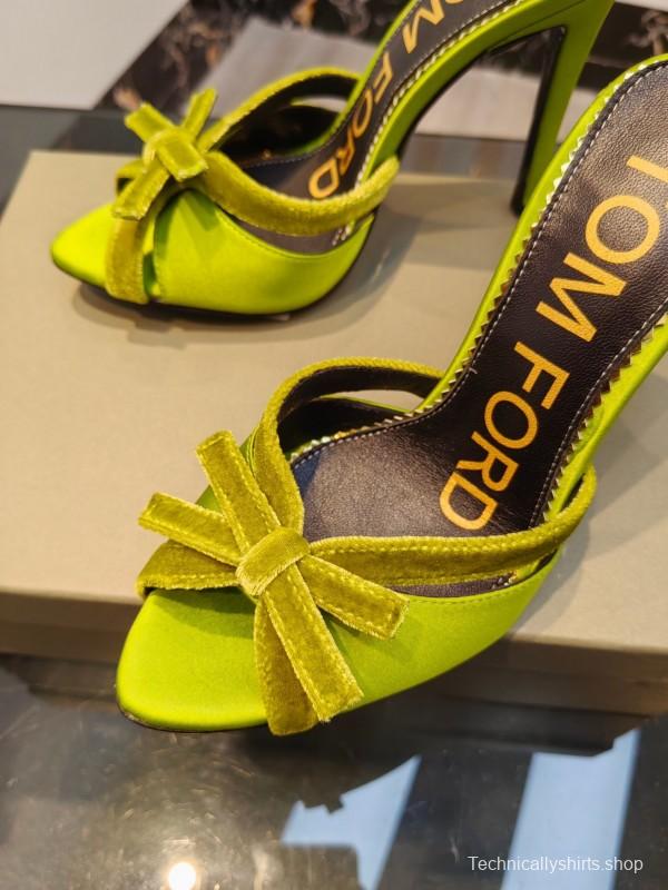 2025 Women TOM FORD Green Velvet High Heel Mules KFY00290