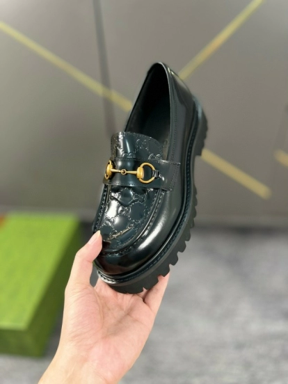 2024 Women Gucci Black Leather Formal Shoes MJ00300