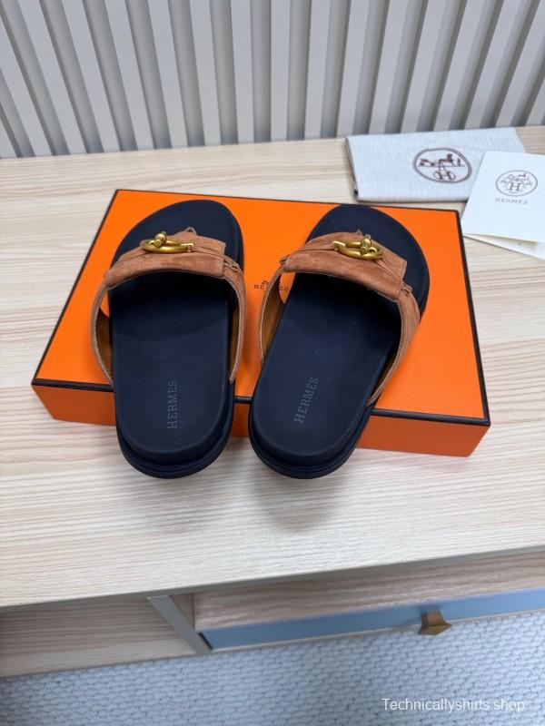 2025 Slippers Hermès Brown Suede Slippers