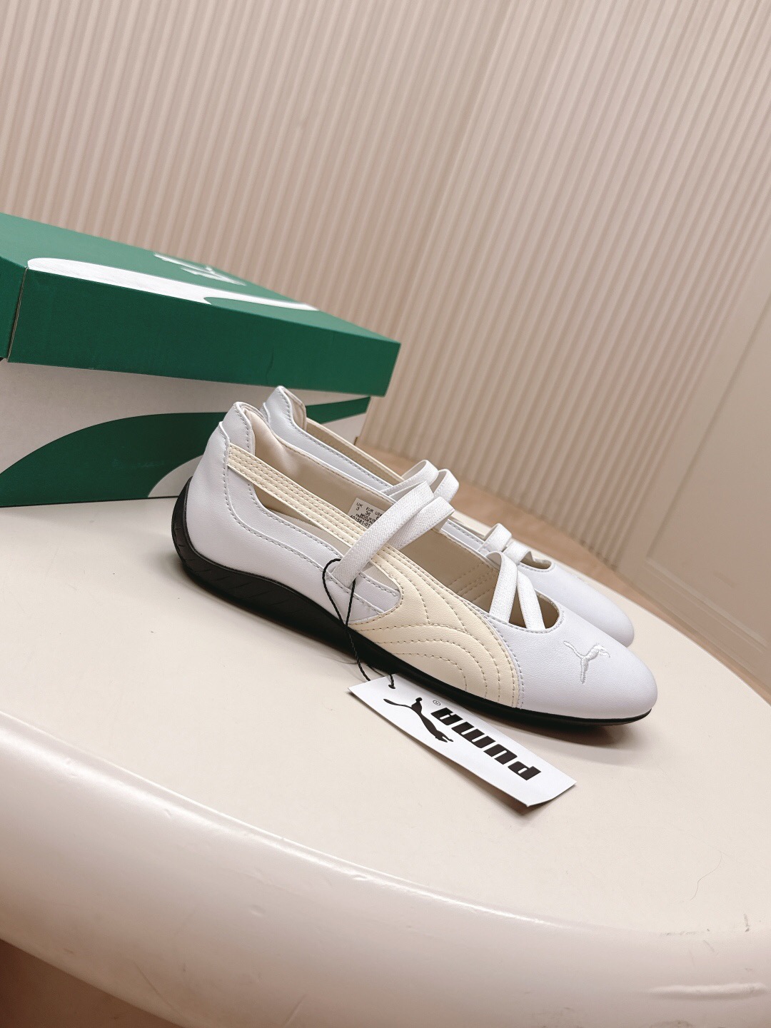 2025 Women PUMA White Leather Ballet Style Shoes
