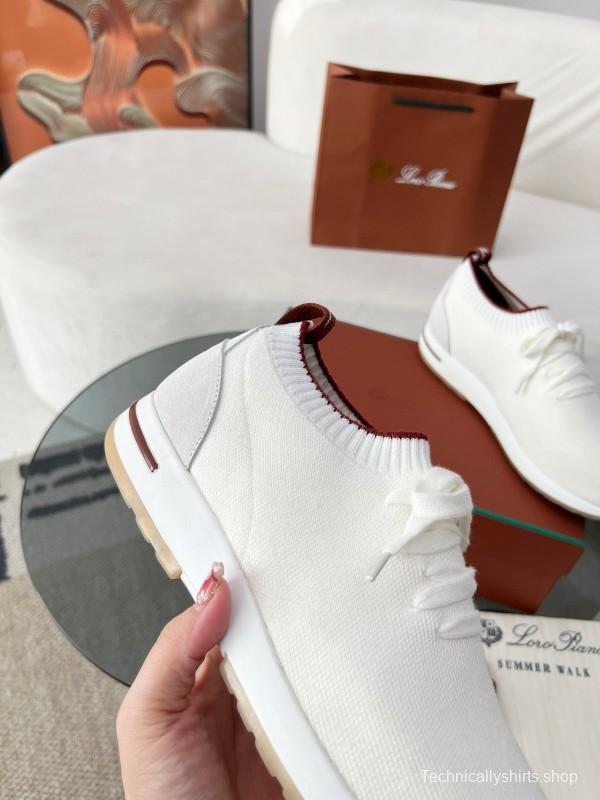 2024 Men Le Parmentier White Wool Blend Knit Sneakers MJ00330