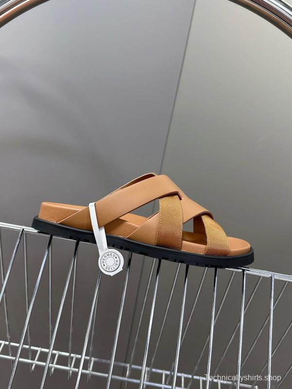 2025 Slippers Hermès Brown Leather Slippers
