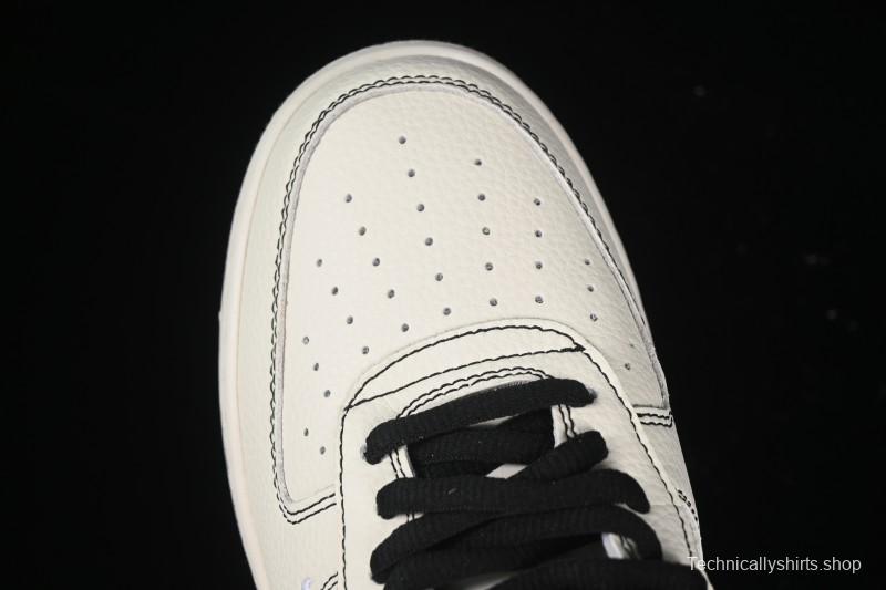 Nike Balenciaga Air Force 1'07 Low Collaboration Triple Swoosh Beige Black Casual Shoes - FR0538-090