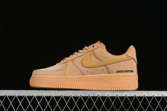 Louis Vuitton x Nike Air Force 1 '07 Low Casual Sneakers with Monogram Print in Wheat - CJ9179-200