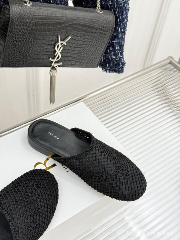 2025 Slippers Unisex The Row Black Mesh LY00360